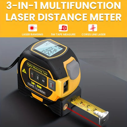 1pc Laser Tape Measure 3 In 1 Digital Tape Measure with High Precision