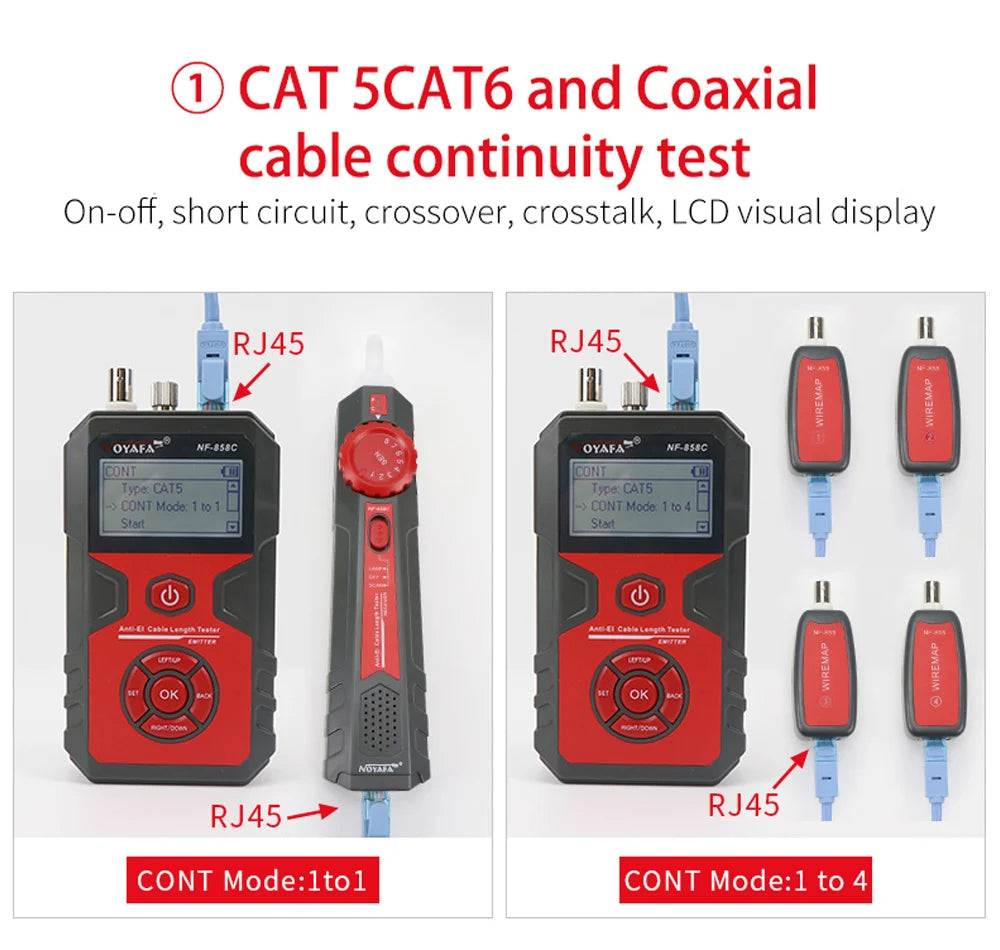 Network Cable Tester Portable Cable Finder Measuring Cable Length and Breakpoints