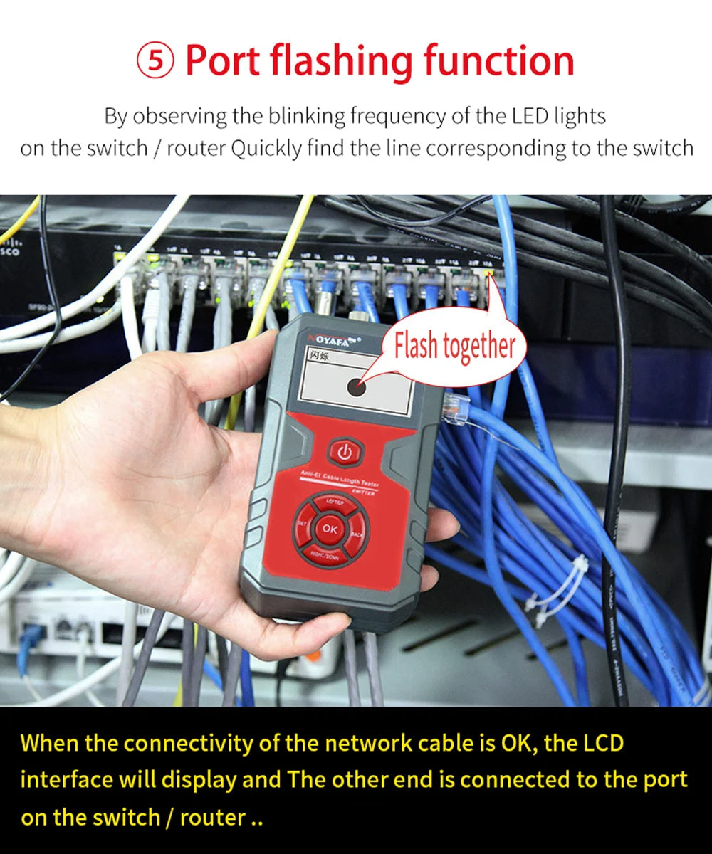 Network Cable Tester Portable Cable Finder Measuring Cable Length and Breakpoints